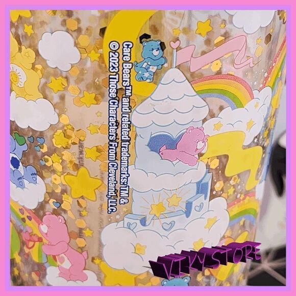 NWT {Care Bears}  Joyful Journeys: Gold Confetti Travel Cup 32 oz - Picture 2 of 5